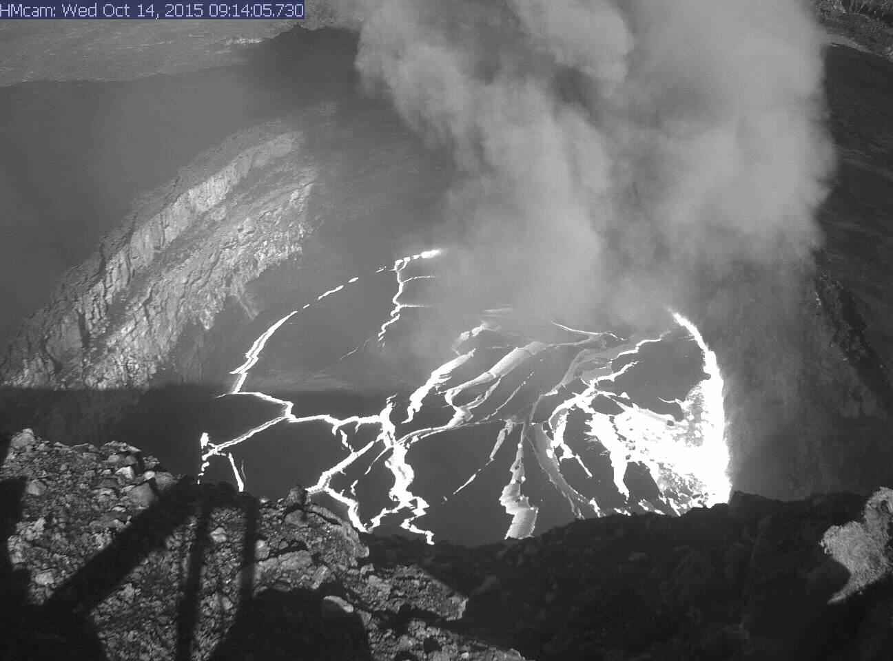 Several small collapses as summit lava lake slowly drops...