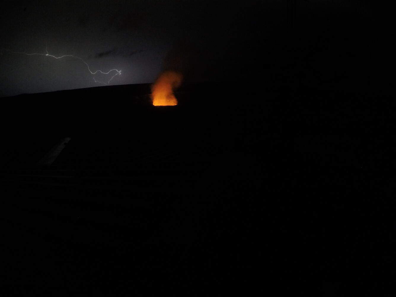 Halema‘uma‘u during October 16 lightning storm...