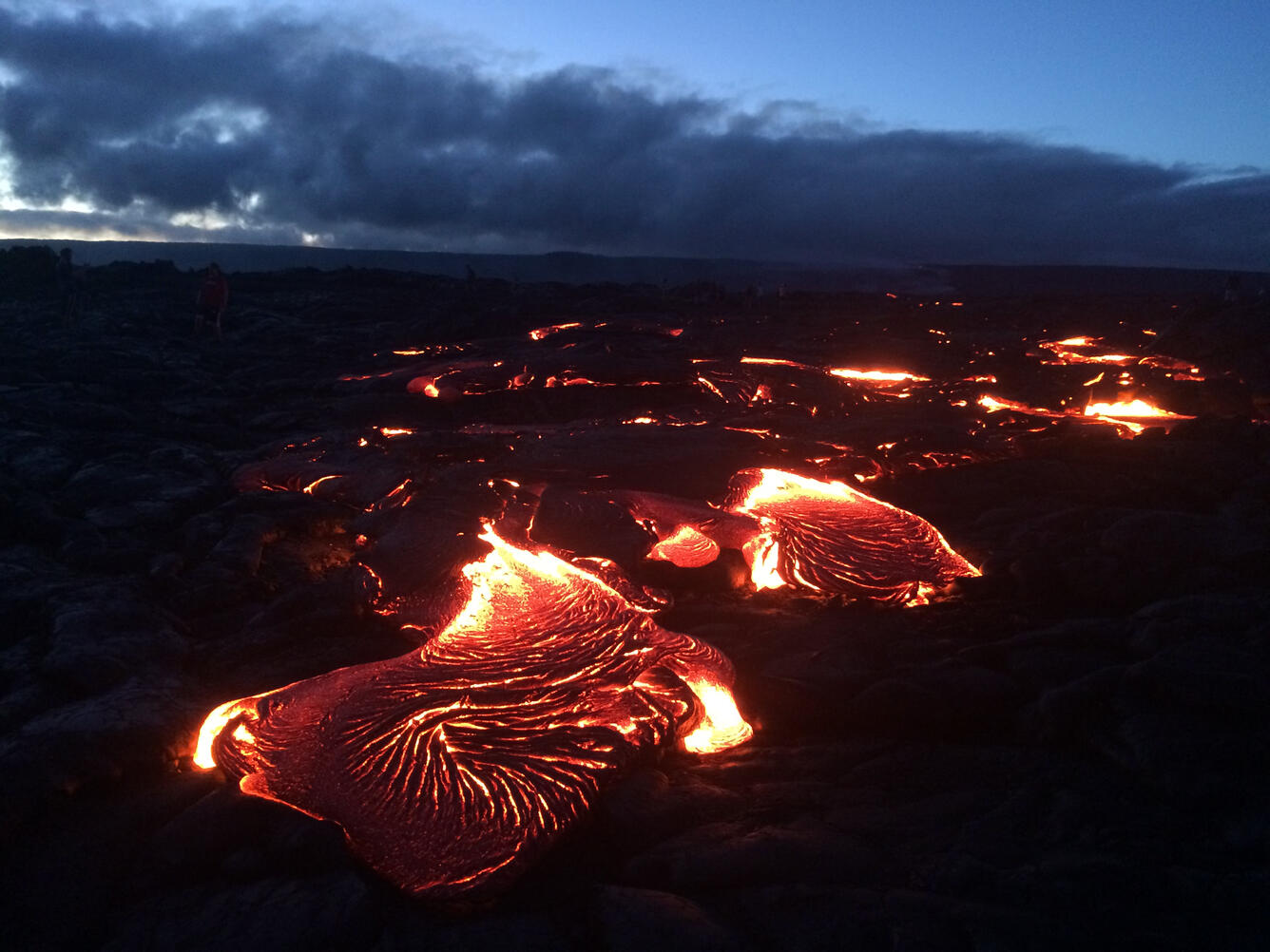 Nighttime observations of lava reaching the ocean...