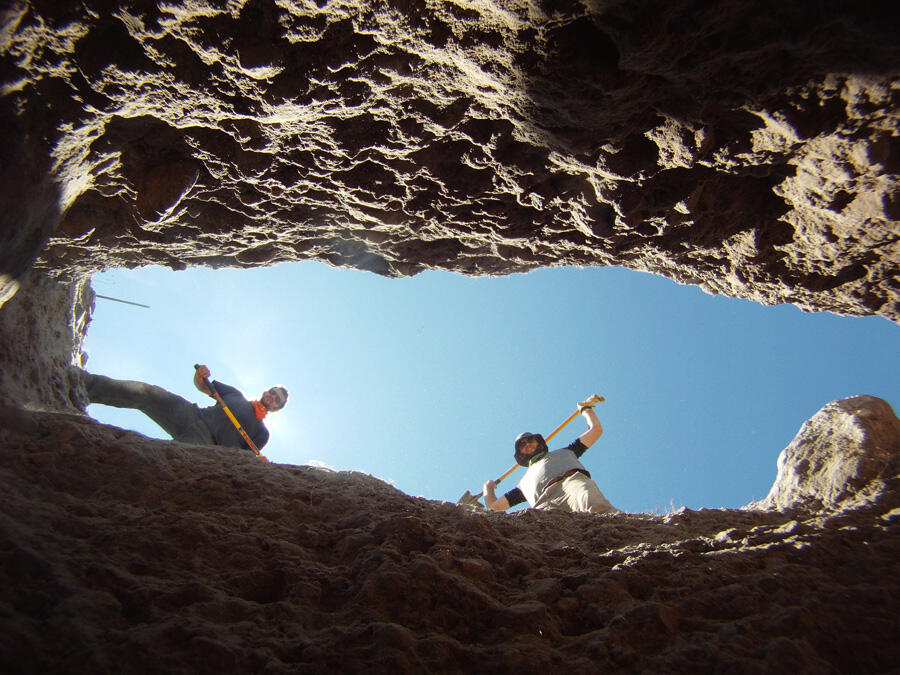 View from the bottom of a one-meter (three-foot) trench on Mount St...