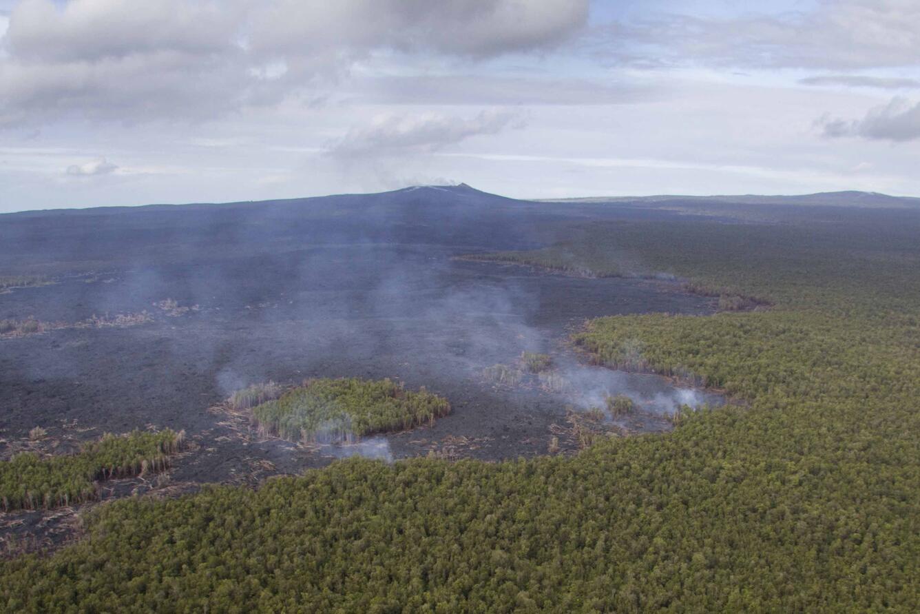 The Kahauale‘a 2 flow continues its slow, erratic advance...