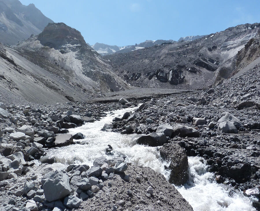 Loowit Creek is monitored for turbidity (suspended particles in the...
