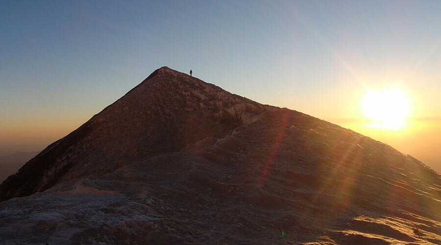 End of a day in the field at Mount Rainier, Washington....