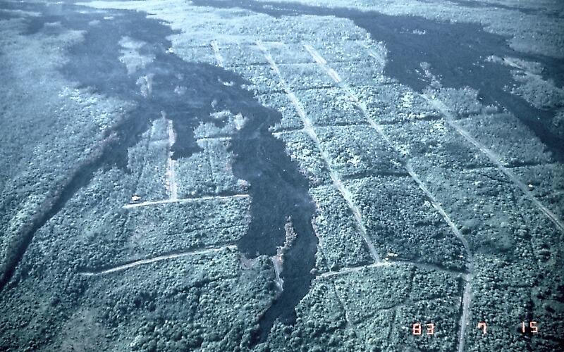 Aerial views of ‘A‘ā lava flows in the Royal Gardens subdivision, K...