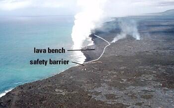 Lava bench is no boardwalk...