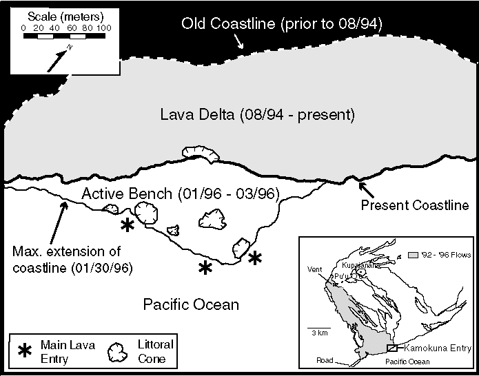 Lava ccean entry and bench collapse...