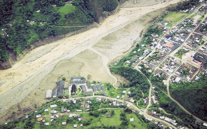 Town of Belalcázar, Colombia, the largest community hit by an earth...