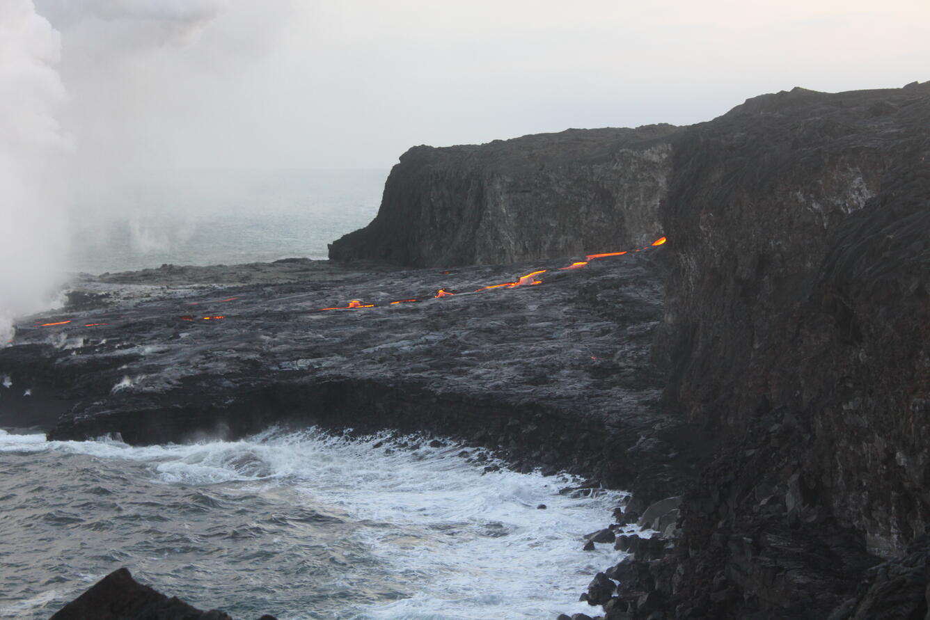 This photo from June 25 shows the established lava channel at 6:49 ...