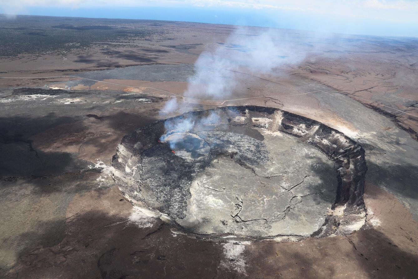 A helicopter overflight this afternoon (April 23) of Kīlauea Volcan...