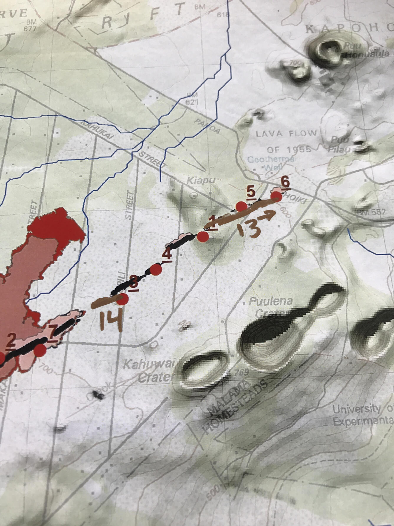 16:06 HST. Map of fissures that opened during the afternoon of May ...