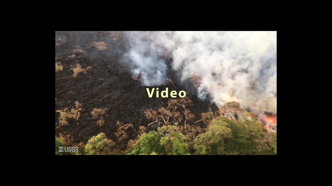 Aerial view (from a helicopter) of spattering between fissures 16 a...
