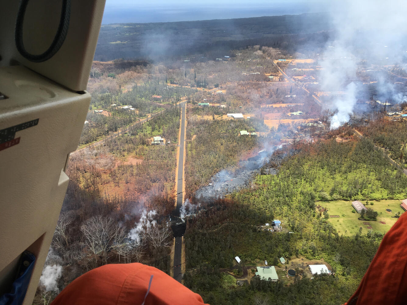 Pohoiki Road has been covered by lava. ...