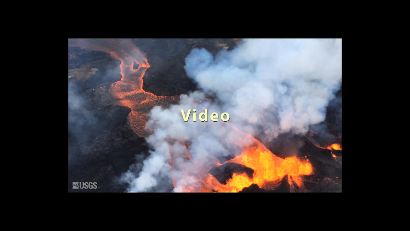 Fissure fountains feed lava flows, as shown in this overflight vide...