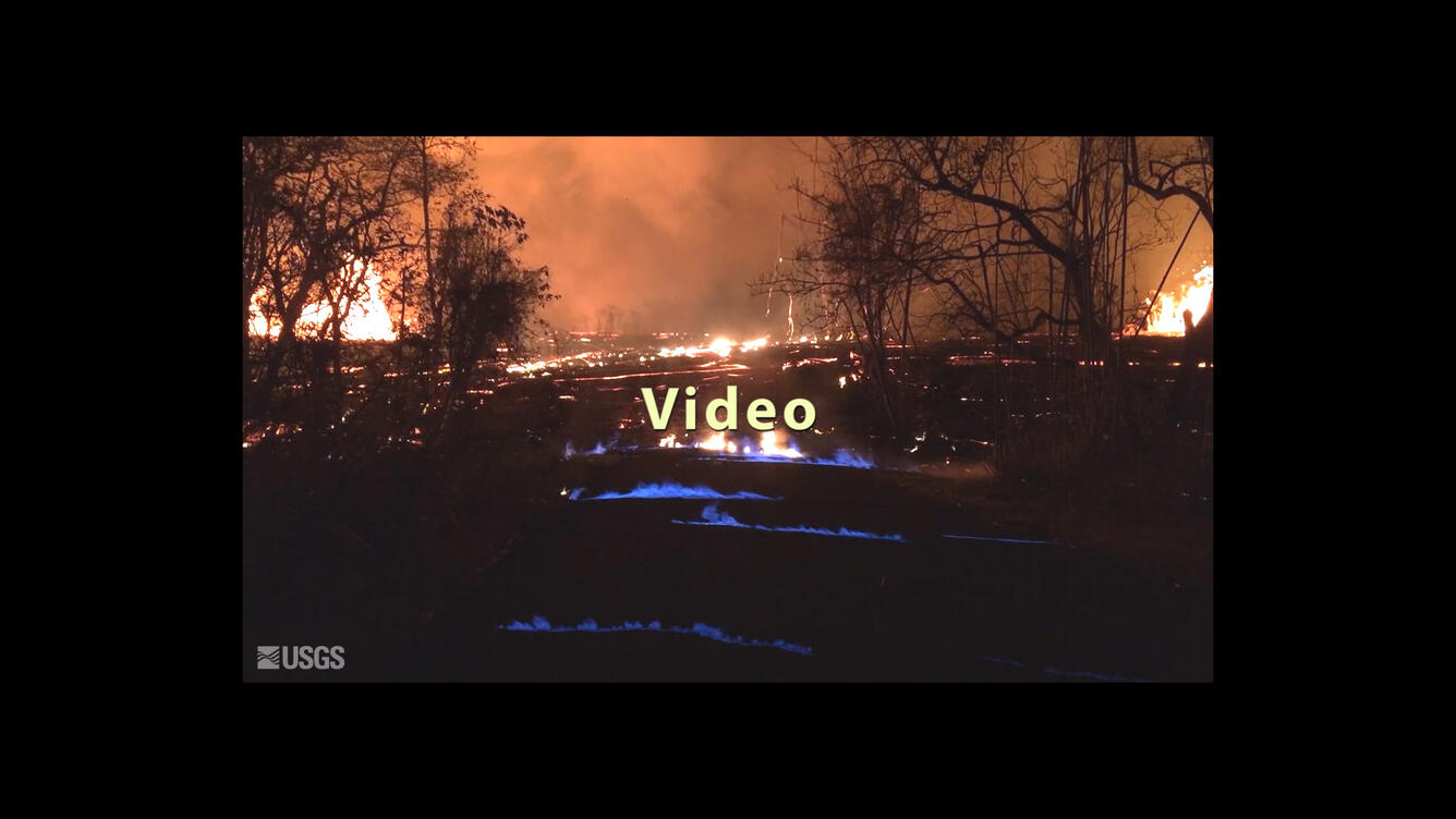 A blue burning flame of methane gas was observed in the cracks on K...