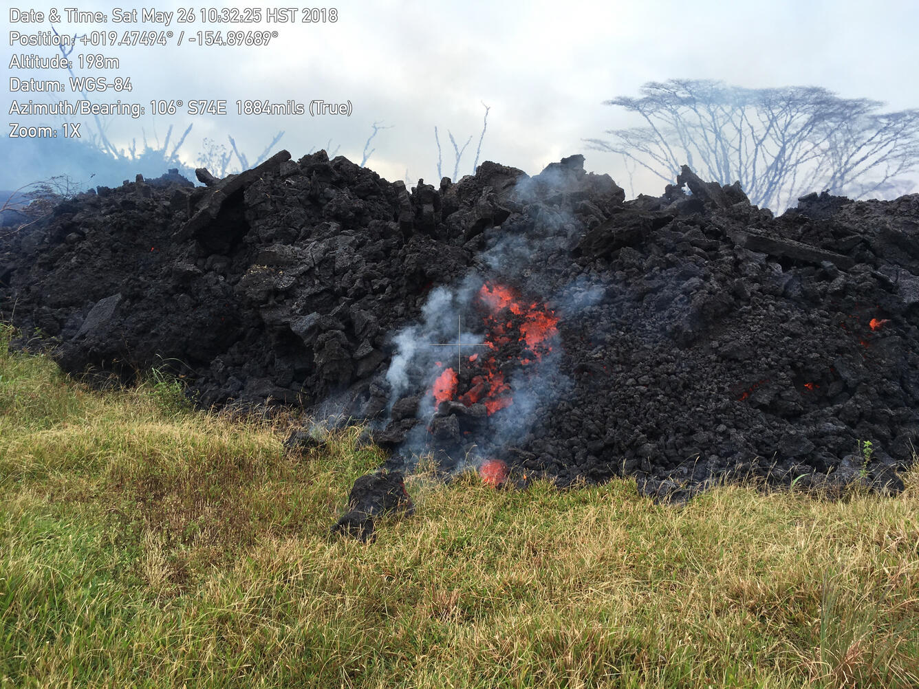 This ‘A‘ā flow, erupted from fissures 7 and 21, was approximately 3...