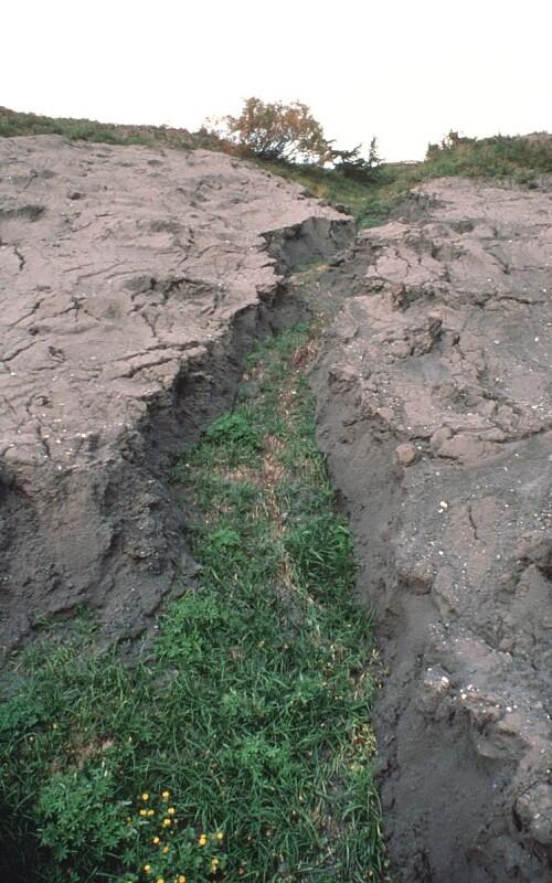 Close up of erosion of explosive deposit three months after the eru...