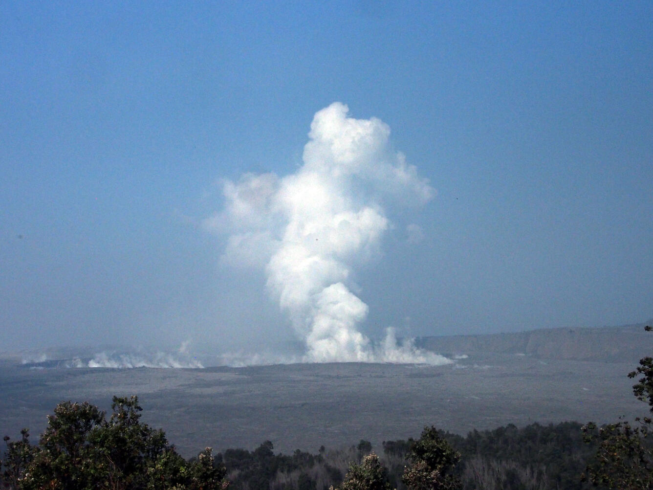 Halema'uma'u Crater and weak plume on morning of June 3...