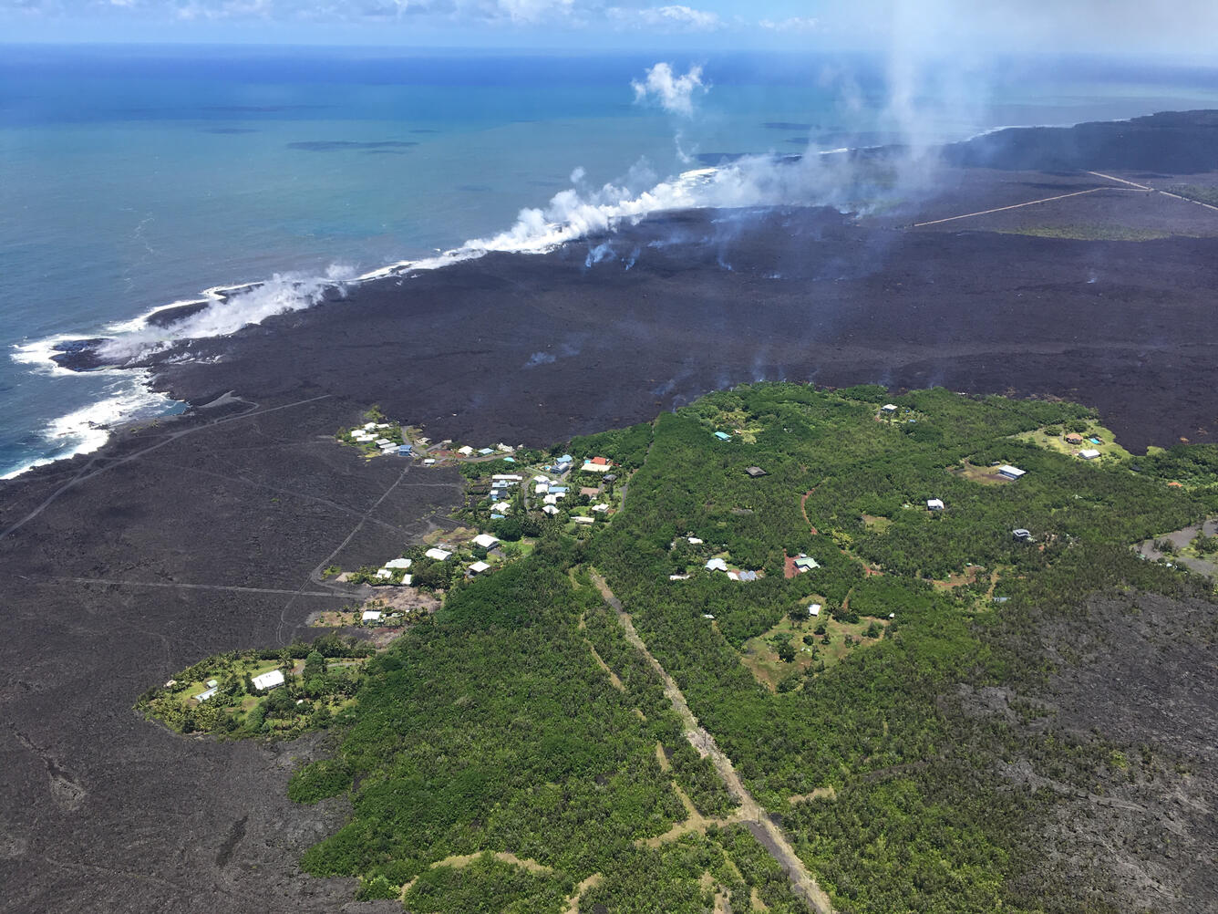 Overflight photo of remaining Kapoho Beach Lots subdivision, 1PM HS...
