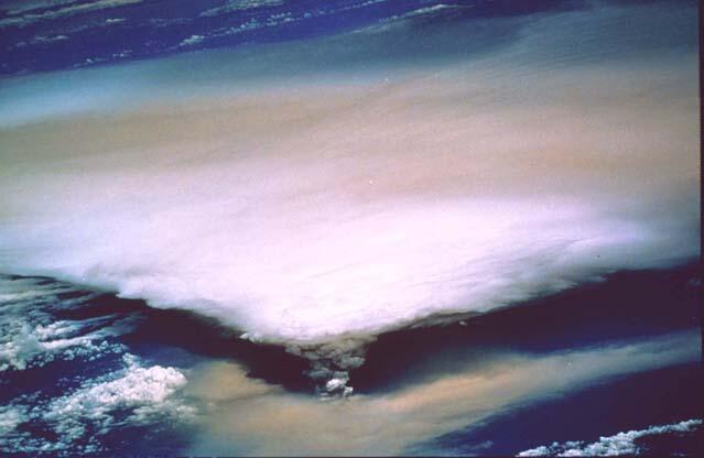 Space Shuttle image of the eruption cloud from Rabaul Volcano, Papu...