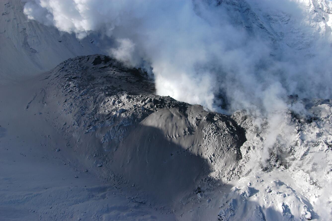 Mount St. Helens dome and glacier uplift from the east. October 200...