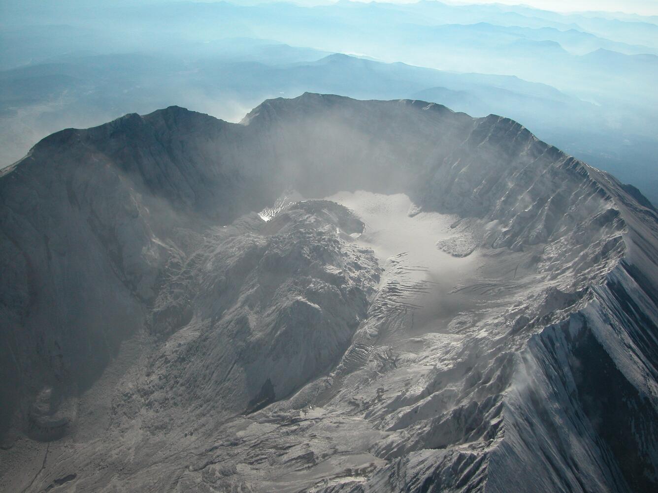 Dome and glacier within Mount St. Helens's crater, October 2004, ae...