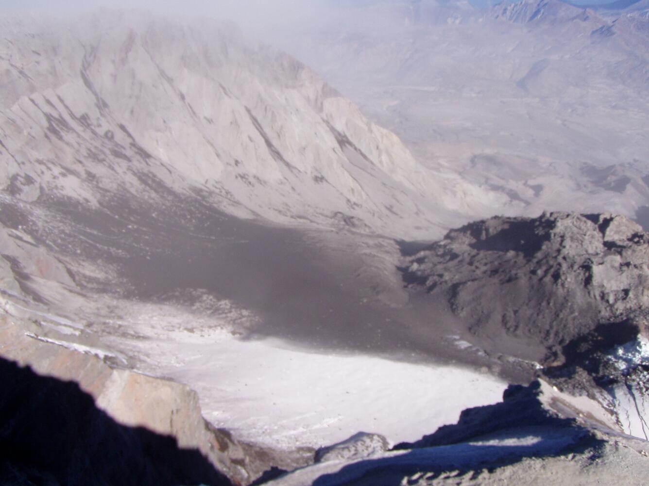 Ash on southwest crater floor, as seen from the south crater rim. M...