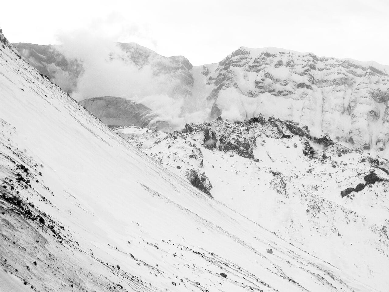 Mount St. Helens' dome from the Sugar Bowl remote camera. Image has...