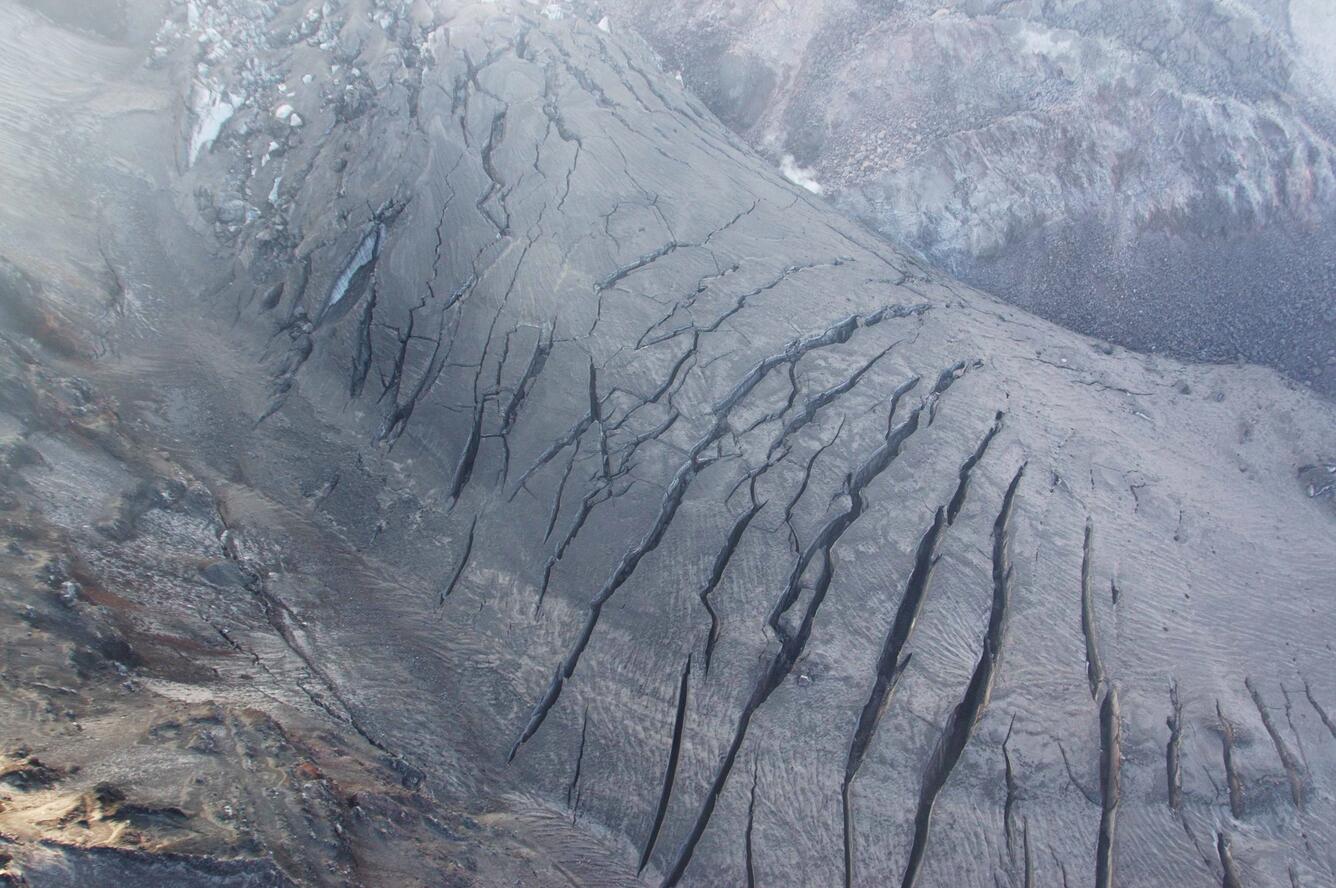 Glacier deformation, east side of Mount St. Helens' dome, as seen f...