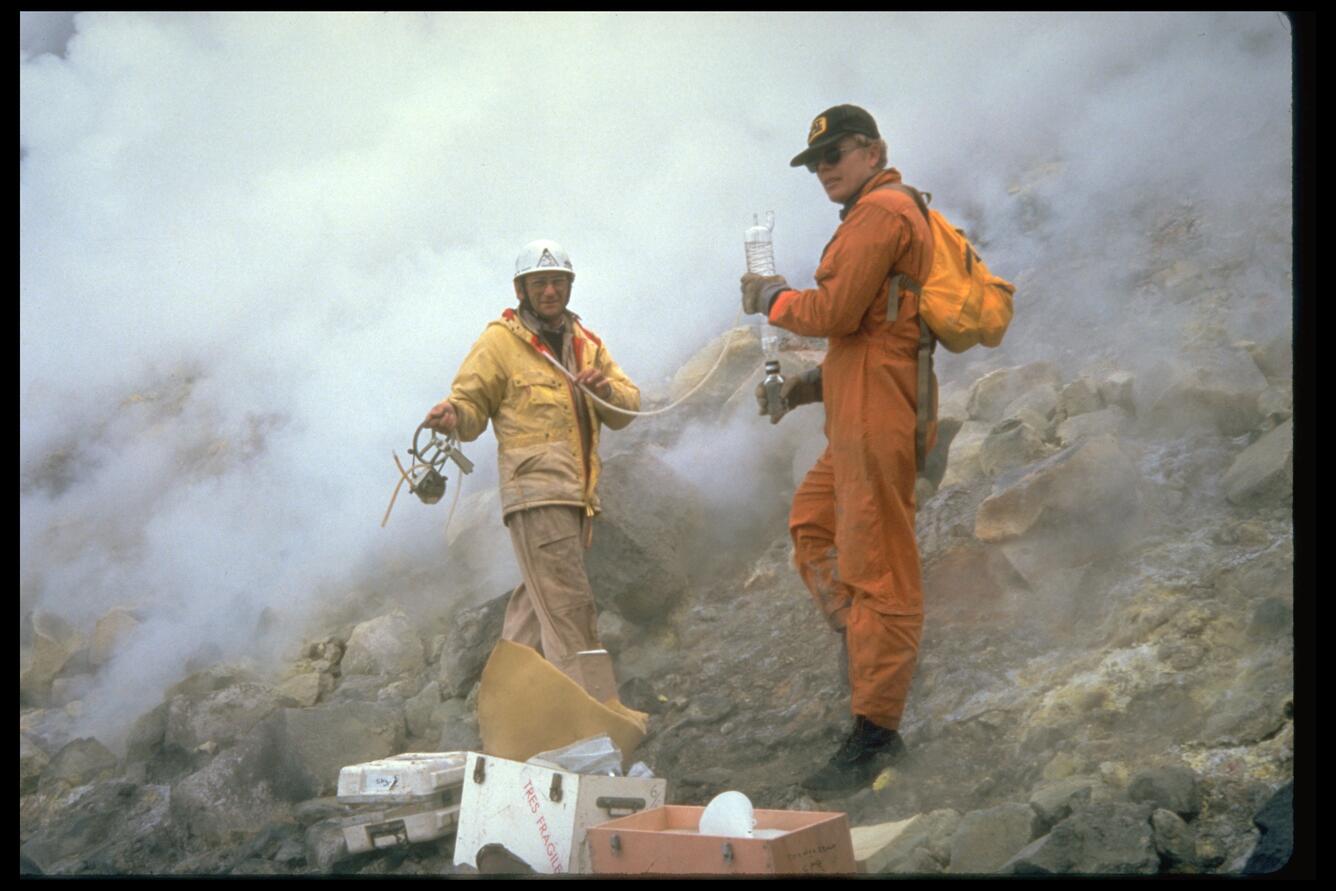 Gas sampling around the Mount St. Helens dome. Analyzed results us...