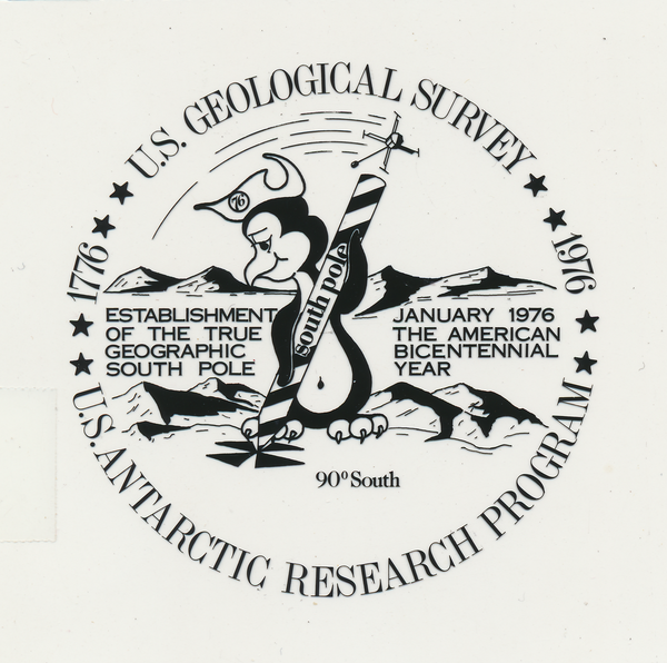 Transparent acrylic print. 1975–76b (Bicentennial Year). Winter team (4th) at South Pole Station.