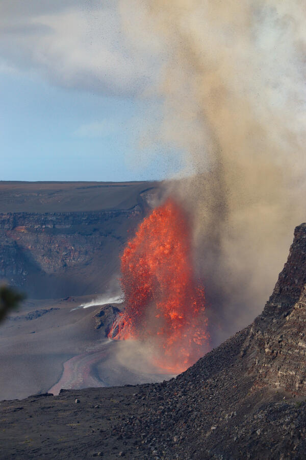 Color photograph of lava fountain