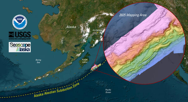 Overview map showing area offshore Kodiak Island where seafloor mapping occurred