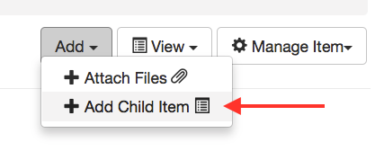 screenshot showing option to add child item to landing page in ScienceBase