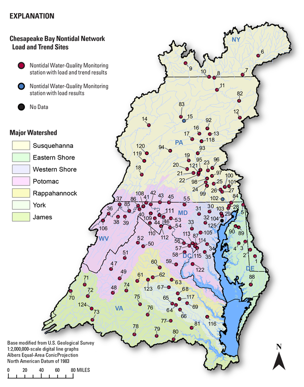 Nontidal Network Map Load and Trend Sites as of 2023