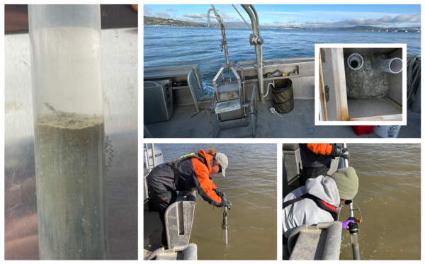 Collage showing different sediment core collection techniques used in the study