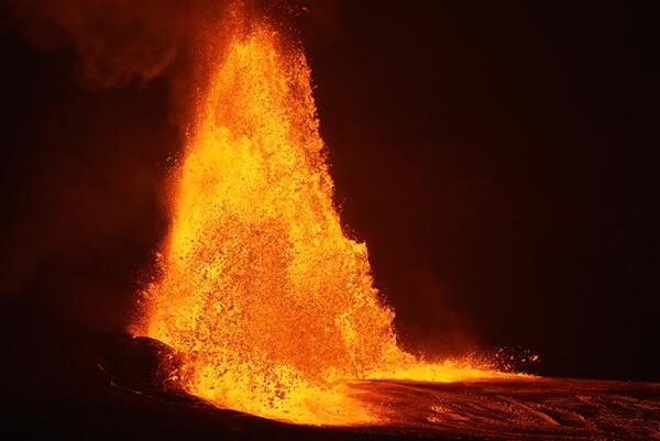 Color photograph of lava fountain
