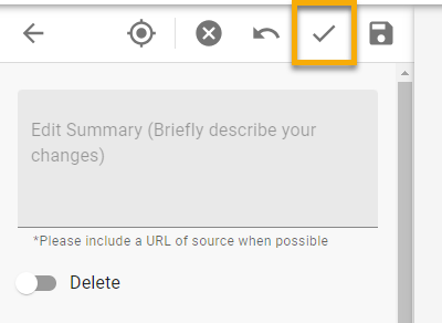 View of the editing window with a yellow box around the Mark Reviewed tab in the toolbar.