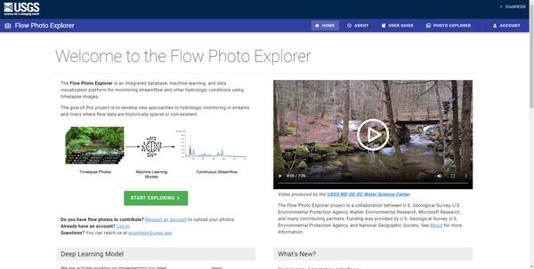 Homepage of the Flow Photo Explorer website