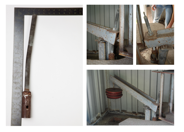 4 images of the damage done to the extensometer pipe at Franklin caused by aquifer rebound.