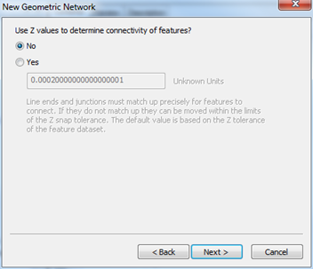 Select No to use Z values. Click Next.