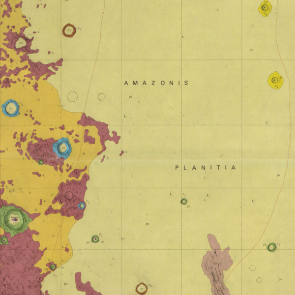 Inset of USGS IMAP 1049: Geologic map of the Amazonis Quadrangle of Mars