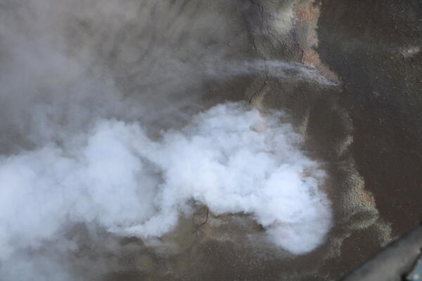 Color photograph of volcanic vent