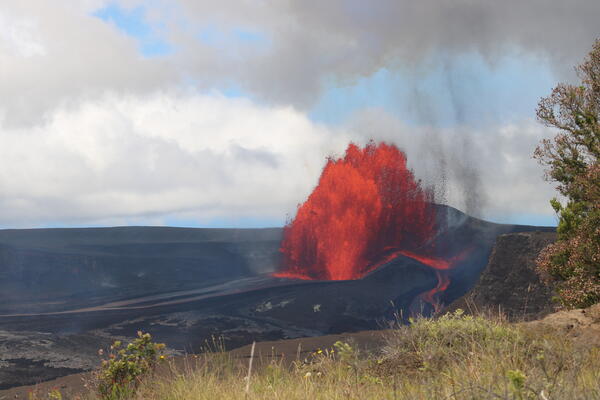 color photograph of lava fountain