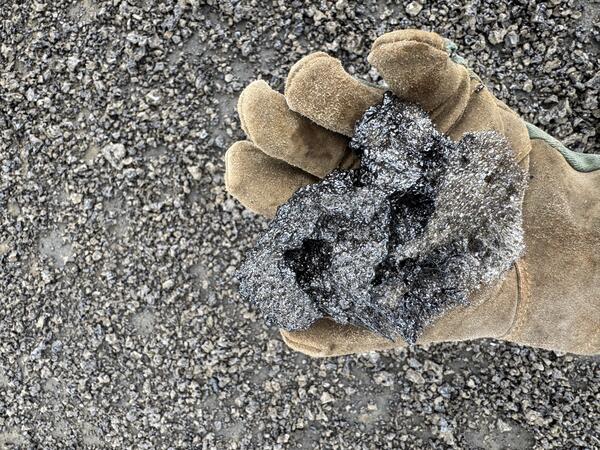 Color photograph of tephra