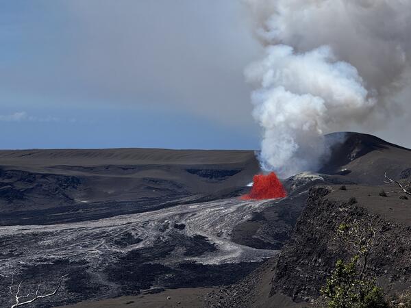 Color photograph of lava fountain