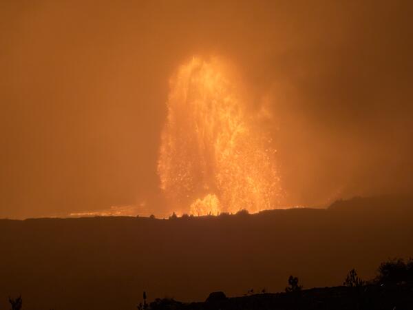 Color photograph of lava fountain