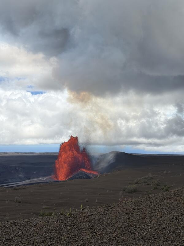 Color photograph of lava fountain