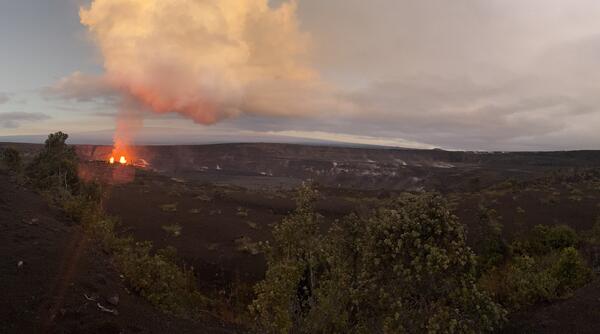 Color photograph of eruption within summit caldera