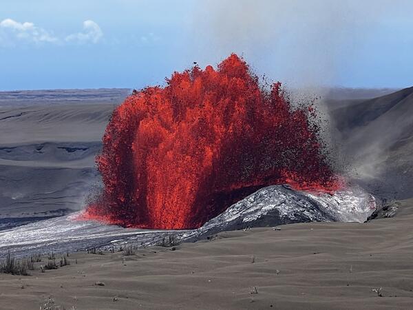 Color photograph of lava fountain