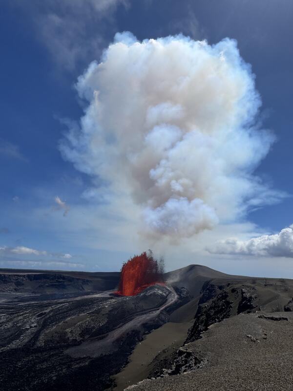 Color photograph of lava fountain
